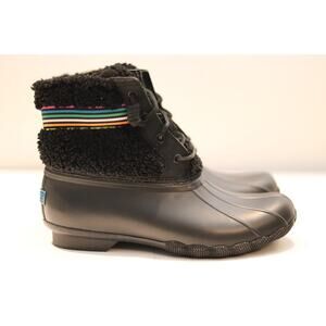 Sperry Saltwater Sherpa Rain Boots Rainbow Sz 8